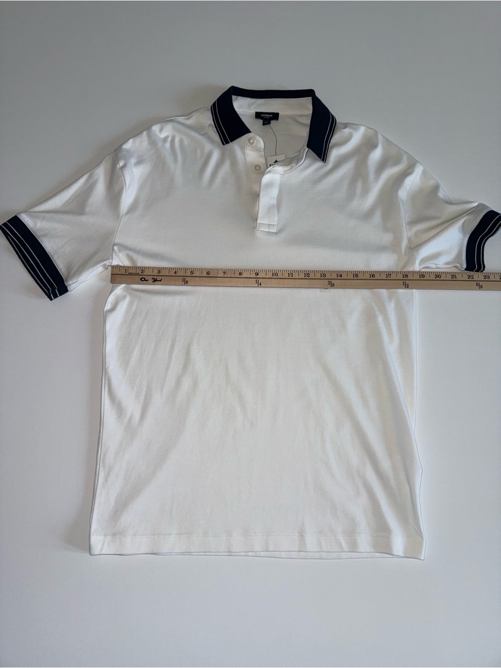 Express Men's White Black Contrast Polo Shirt Size XS - Picture 7 of 7